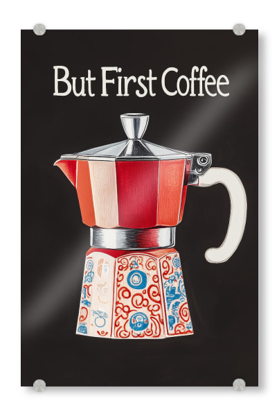 Acrylglasbild "First Coffee Love" artboxONE - Floral,Essen & Trinken,Reise / Länder