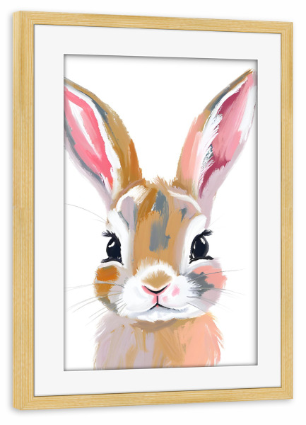 Poster mit Rahmen kiefer "Kleiner Hase - abstrakt" artboxONE - Für Kinder,Tiere,Abstrakt