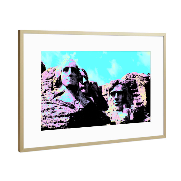 Poster mit Rahmen Gold "Mount Rushmore Pop-Art" artboxONE - Reise,Reise / Länder