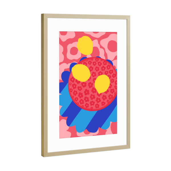 Poster mit Rahmen Gold "Zitronenblumenteller" artboxONE - Natur,Abstrakt