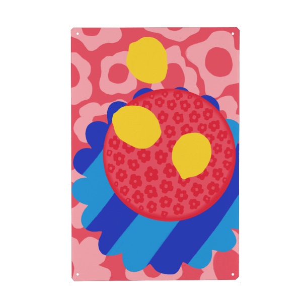 Metall Poster "Zitronenblumenteller" artboxONE - Natur,Abstrakt