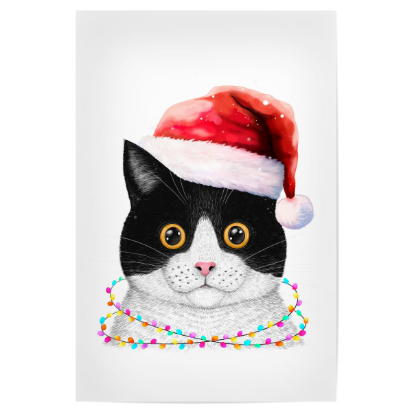 Poster 30x20 cm "Weihnachtsmannkatze" artboxONE - Für Kinder,Tiere,Comic,Weihnachten,Lustig