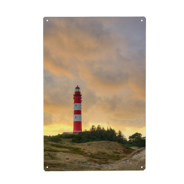 Holzbild "Amrum Leuchtturm Sonnenuntergang" artboxONE - Reise,Architektur,Reise / Strand und Meer