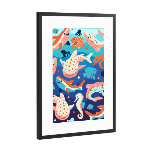 Poster mit Rahmen Schwarz (Metallic) "Meereswunder" artboxONE - Tiere,Abstrakt