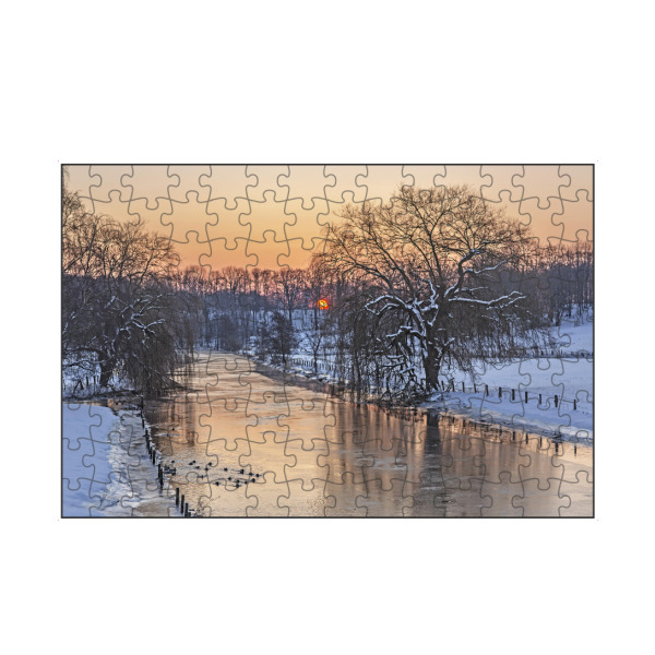artboxONE Puzzle "Frostiger Tagesbeginn an der Trave" artboxONE - Natur,Reise - Sonnenaufgang,Winter,Winterlandschaft,Schleswig-holstein,Landschaft