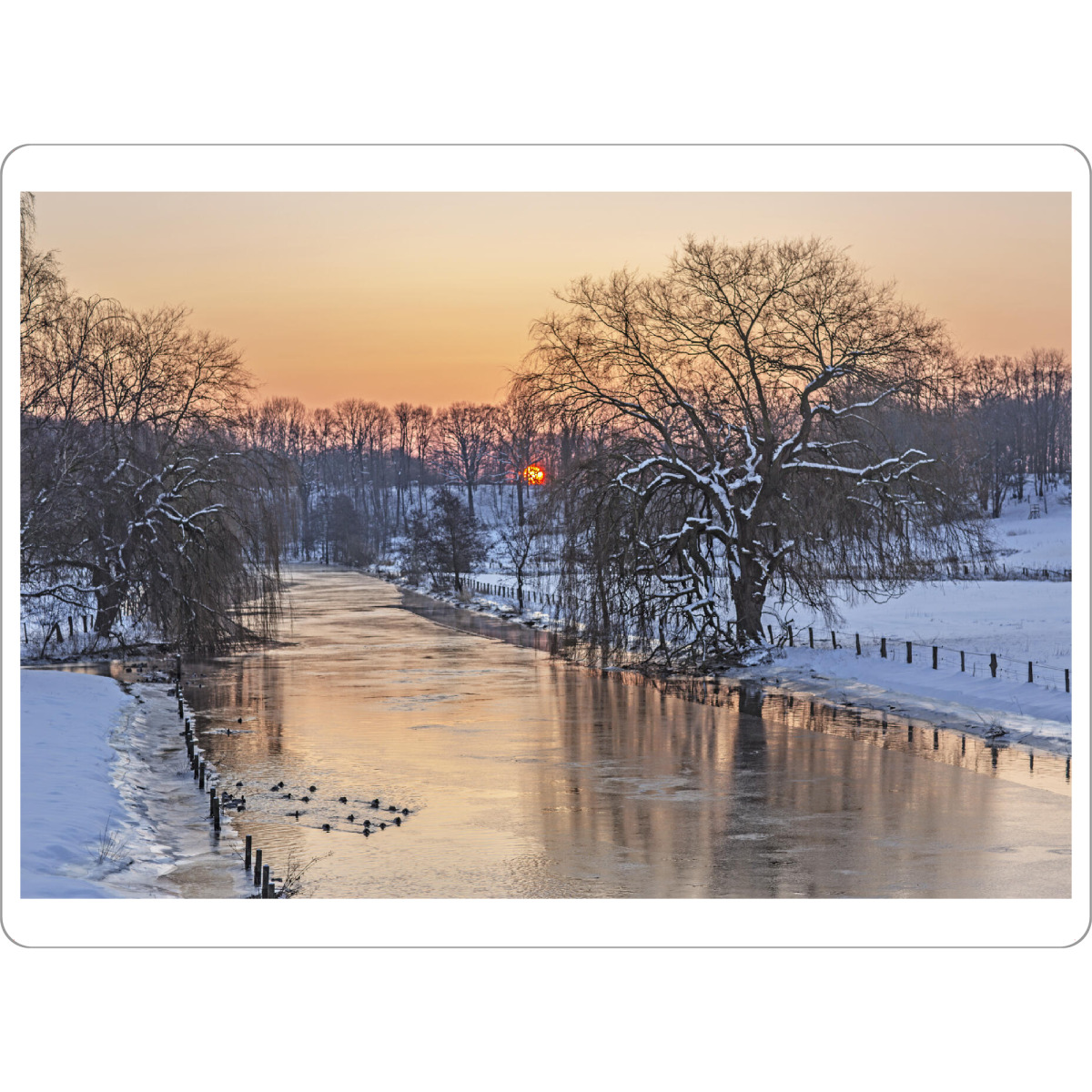 Tischset "Frostiger Tagesbeginn an der Trave" artboxONE - Natur,Reise - Sonnenaufgang,Winter,Winterlandschaft,Schleswig-holstein,Landschaft