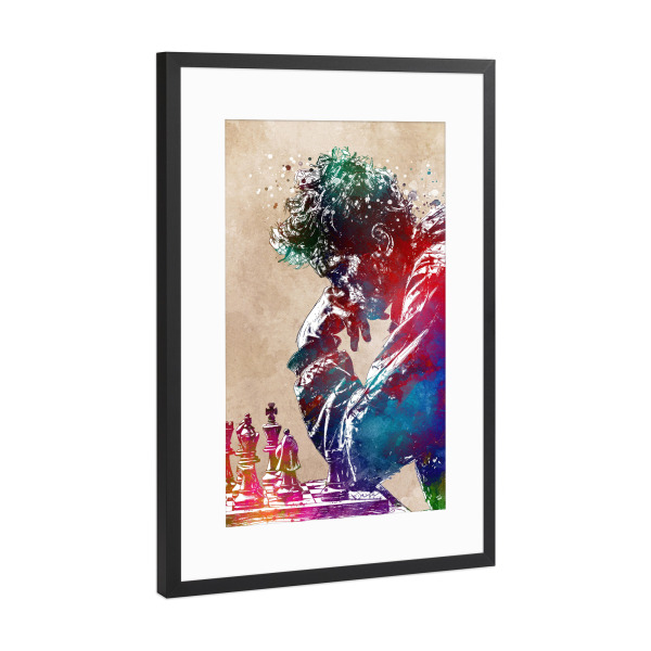 Poster mit Rahmen Schwarz (Metallic) "Schachsportkunst D" artboxONE - Sport,Sport / Motivation - Schach,Schachmeister,Sport,Schachbrett,Spiel