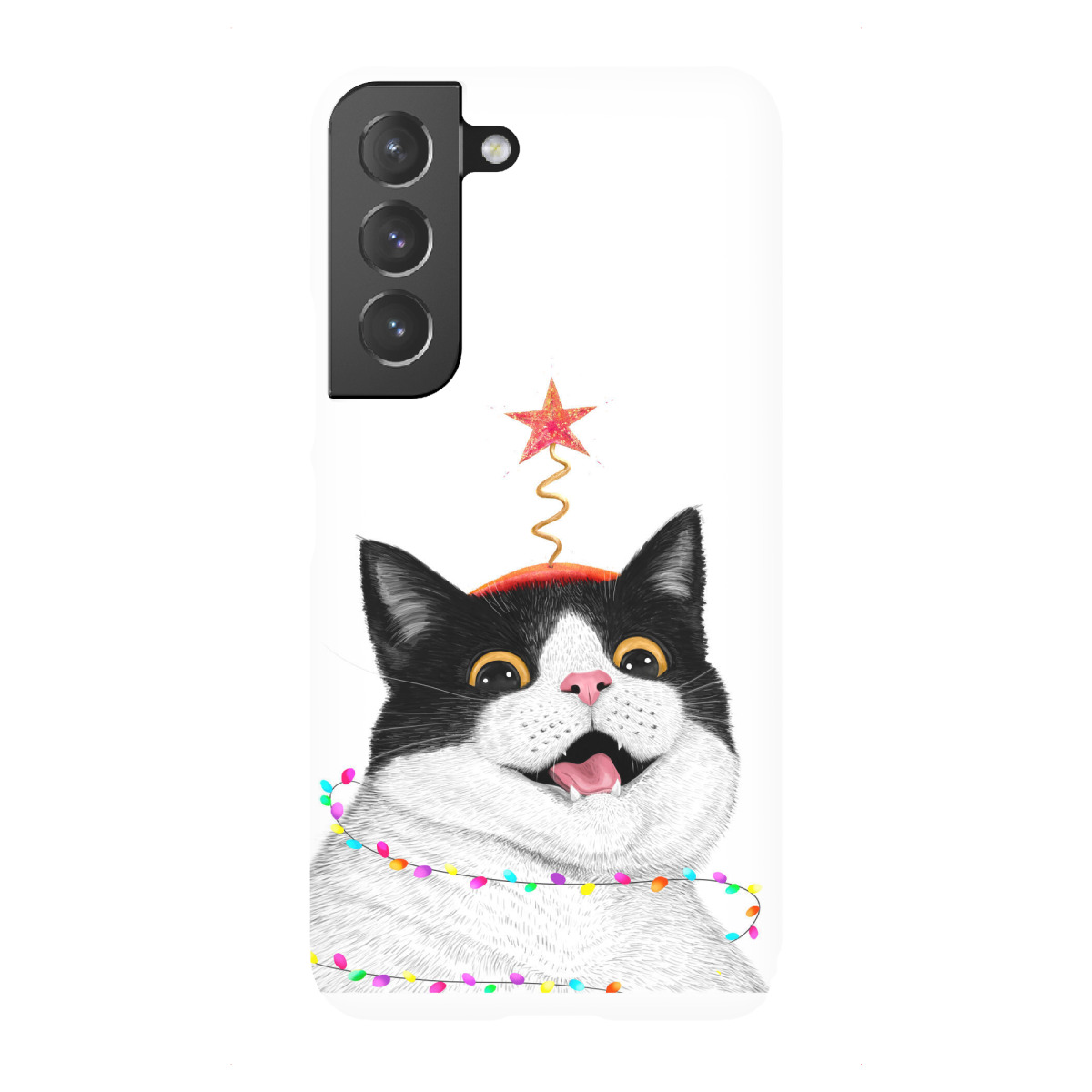 Samsung Galaxy "Weihnachtskatze mit Lichtkugel" Premium-Case Handyhülle artboxONE