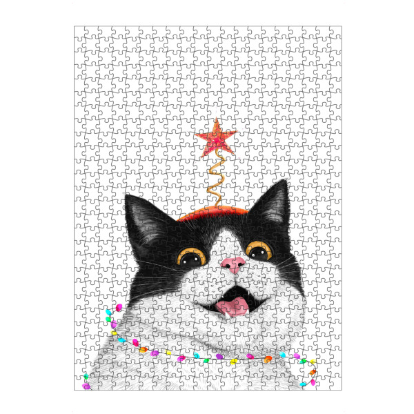 Puzzle Ravensburger "Weihnachtskatze mit Lichtkugel" artboxONE - Tiere,Comic,Weihnachten,Für Mama,Lustig