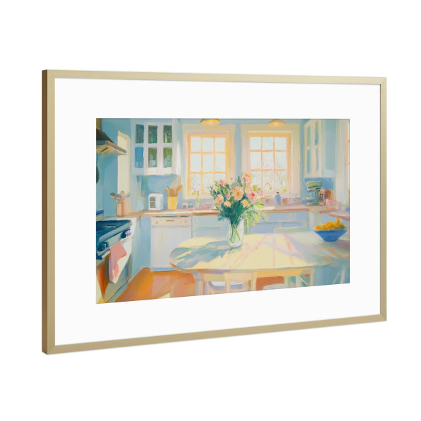 Poster mit Rahmen Gold "Pastellküche" artboxONE - Abstrakt - Pastell,Küche,Esszimmer,Esszimmer,Speisekammer,Hausgemacht