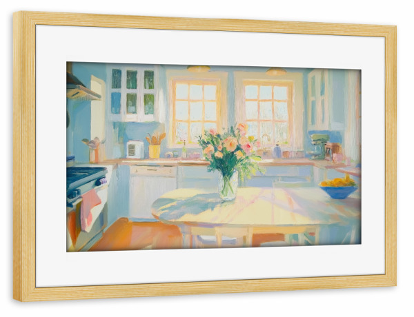Poster mit Rahmen kiefer "Pastellküche" artboxONE - Abstrakt - Pastell,Küche,Esszimmer,Esszimmer,Speisekammer,Hausgemacht