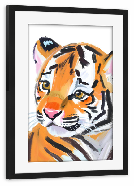 Poster mit Rahmen schwarz "Kleiner Tiger" artboxONE - Für Kinder,Tiere,Abstrakt