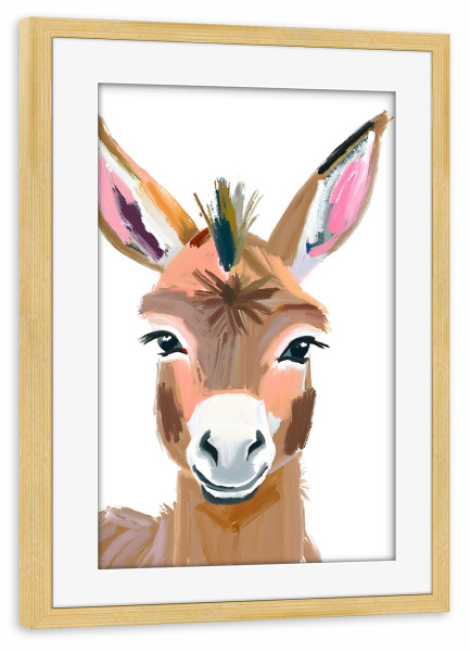 Poster mit Rahmen kiefer "Kleiner Esel" artboxONE - Für Kinder,Tiere,Abstrakt,Lustig