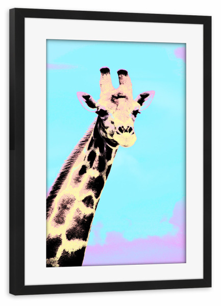 Poster mit Rahmen schwarz "Pop Art Giraffe" artboxONE - Natur,Reise,Tiere,Reise / Afrika,Reise / Länder