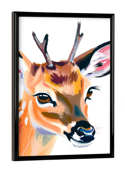 Poster mit schwarzem Rahmen "Süßes Rehkitz" artboxONE - Für Kinder,Tiere,Abstrakt