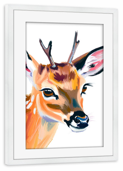 Poster mit Rahmen weiß "Süßes Rehkitz" artboxONE - Für Kinder,Tiere,Abstrakt