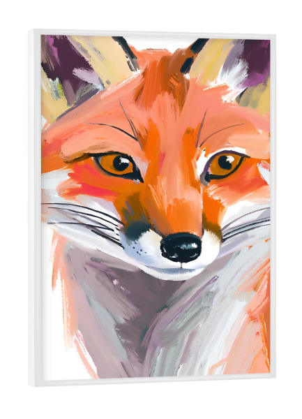 Poster mit weißem Rahmen "Fuchs - abstrakt" artboxONE - Für Kinder,Tiere,Abstrakt - Fuchs,Fox,Fuchskind,Kleiner fux,Wildes tier,Wildhund,Waldtier