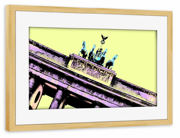 Poster mit Rahmen kiefer "Pop Art Brandenburger Tor" artboxONE - Städte / Berlin,Reise,Architektur,Reise / Länder