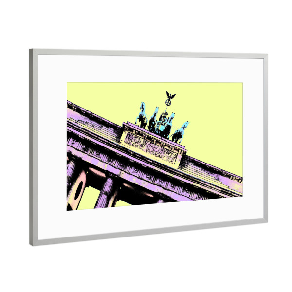 Poster mit Rahmen Silber "Pop Art Brandenburger Tor" artboxONE - Städte / Berlin,Reise,Architektur,Reise / Länder