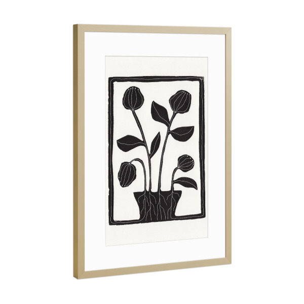 Poster mit Rahmen Gold "Galitsyna - Floral Serenity" artboxONE - Natur,Floral,Abstrakt