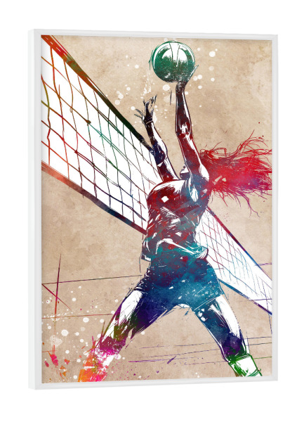 Poster mit weißem Rahmen "Volleyballsportkunst C" artboxONE - Sport,Sport / Motivation - Volleyball,Volleyballspieler,Sport,Spiel,Spieler