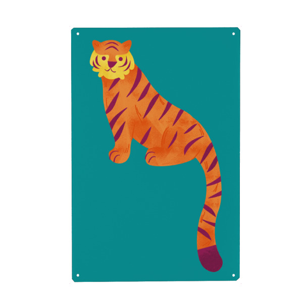 Metall Poster "Stylized tiger orange" artboxONE - Für Kinder,Tiere