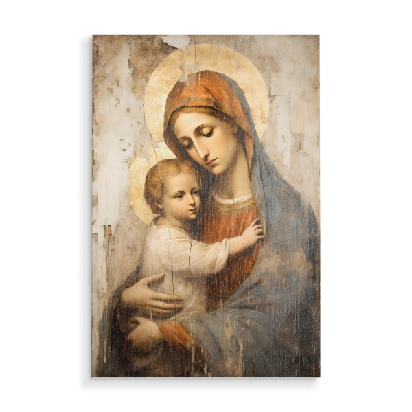 Holzbild "Mutter Gottes mit Kind" artboxONE - Natur,Menschen,Liebe