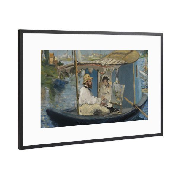Poster mit Rahmen Schwarz (Metallic) "Monet malt in seinem Atelier" artboxONE - Reise,Menschen,Für Mama,Für Papa
