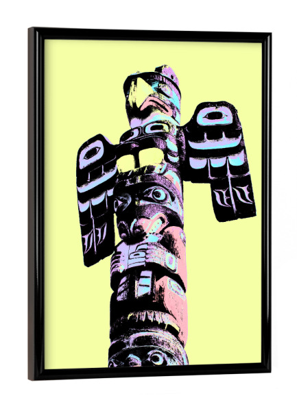 Poster mit schwarzem Rahmen "Totem Pole Pop Art" artboxONE - Reise,Reise / Länder