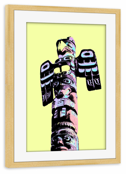 Poster mit Rahmen kiefer "Totem Pole Pop Art" artboxONE - Reise,Reise / Länder