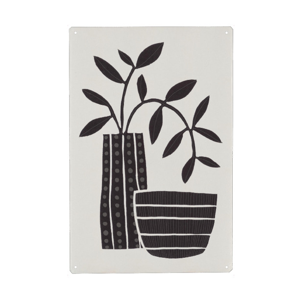 Metall Poster "Galitsyna - Striped Bowl & Vase" artboxONE - Natur,Floral,Essen & Trinken