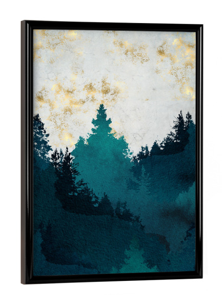 Poster mit schwarzem Rahmen "Goldener Himmel" artboxONE - Natur,Abstrakt - Gold,Natur,Wald,Skandinavien