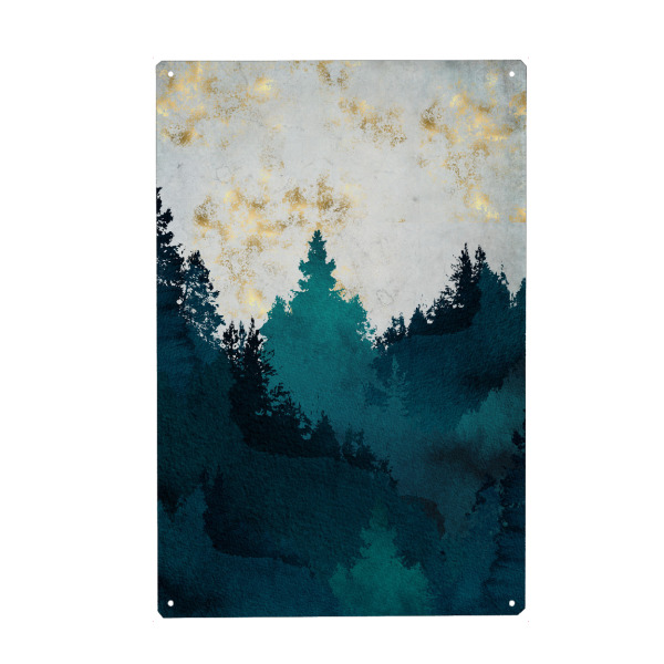 Holzbild "Goldener Himmel" artboxONE - Natur,Abstrakt - Gold,Natur,Wald,Skandinavien