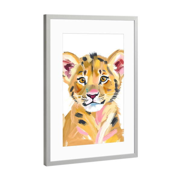 Poster mit Rahmen Silber "Kleiner Löwe - abstrakt" artboxONE - Tiere,Abstrakt,Reise / Afrika