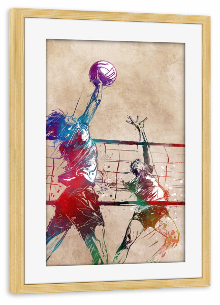 Poster mit Rahmen kiefer "Volleyballsportkunst B" artboxONE - Sport / Sommerspiele,Sport / Motivation