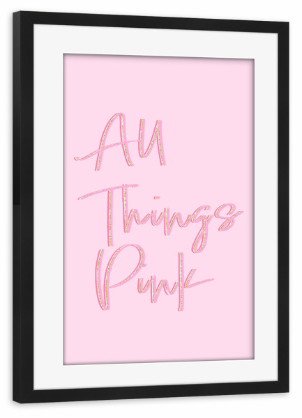 Poster mit Rahmen schwarz "Alles rosa" artboxONE - Typografie,Abstrakt - Zitat,Nur gute stimmung,Typografie,Gold,Rosa,Mädchenhaft,Adrett