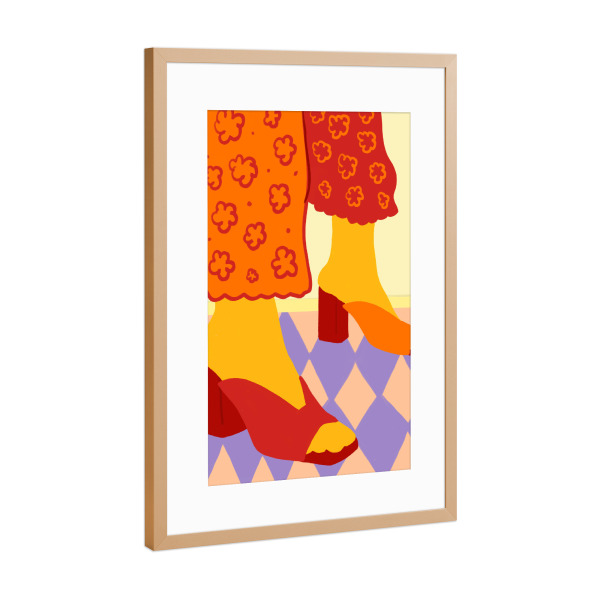 Poster mit Rahmen Kupfer "Durch karierte Träume tanzen" artboxONE - Abstrakt,Menschen