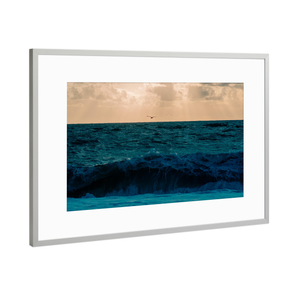 Poster mit Rahmen Silber "Meer und Möwe" artboxONE - Natur,Reise,Tiere,Reise / Strand und Meer,Reise / Länder