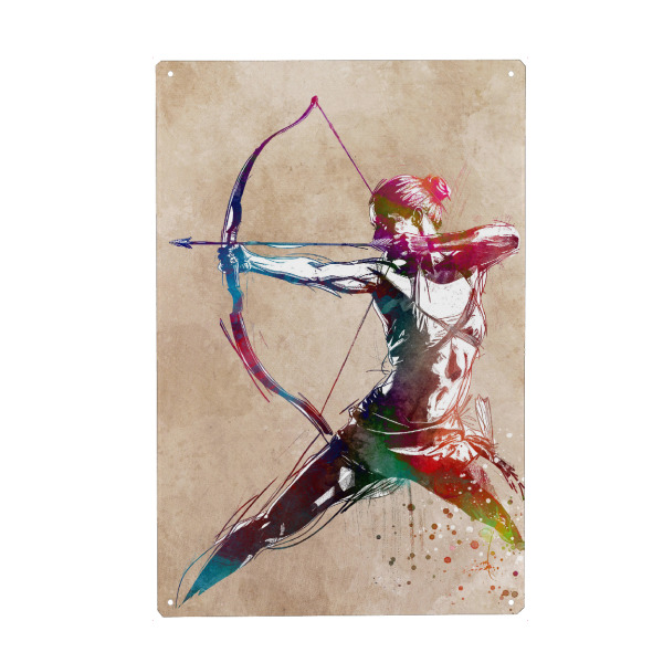 Metall Poster "Bogenschießen Sportkunst B" artboxONE - Sport,Sport / Sommerspiele - Bogenschießen,Sport,Bogenschütze,Grafik - Blechschild