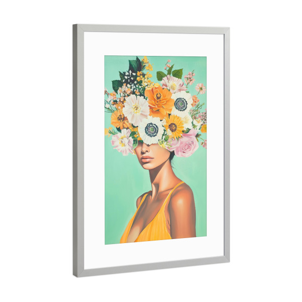 Poster mit Rahmen Silber "Frühlingsblumen Marie" artboxONE - Natur,Floral,Menschen