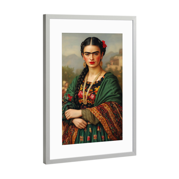 Poster mit Rahmen Silber "Frida die Seele Mexikos" artboxONE - Floral,Menschen,Weihnachten
