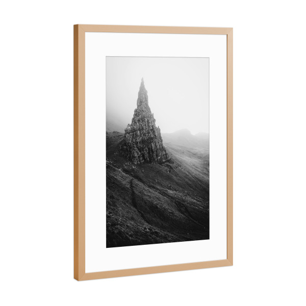 Poster mit Rahmen Kupfer "Peak in black and white" artboxONE - Natur,Reise,Schwarzweiß,Reise / Länder