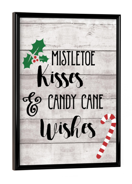 Poster mit schwarzem Rahmen "Mistel und Zuckerstange" artboxONE - Typografie,Weihnachten - Mistel,Küsse,Zuckerstange,Wünsche,Weihnachten,Feiertag