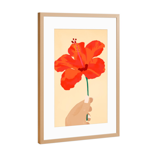 Poster mit Rahmen Kupfer "Hibiskus-Zuneigung" artboxONE - Natur,Floral