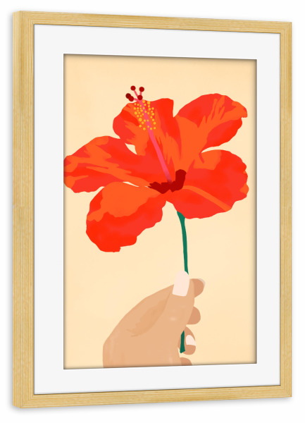 Poster mit Rahmen kiefer "Hibiskus-Zuneigung" artboxONE - Natur,Floral