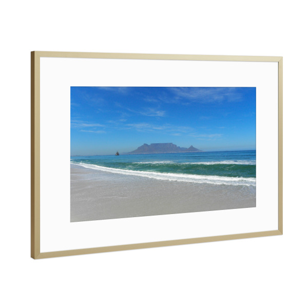 Poster mit Rahmen Gold "Der Bloubergstrand in Südafrika" artboxONE - Natur,Reise,Reise / Strand und Meer,Reise / Afrika