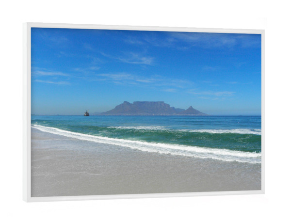 Poster mit weißem Rahmen "Der Bloubergstrand in Südafrika" artboxONE - Natur,Reise,Reise / Strand und Meer,Reise / Afrika