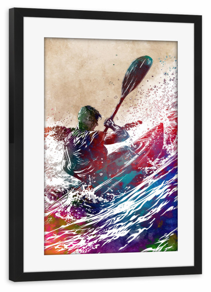 Poster mit Rahmen schwarz "Kajaksport Kunst E" artboxONE - Sport,Sport / Motivation - Kajak,Kajakfahren,Wasser,Sport,Rennen,Vektor