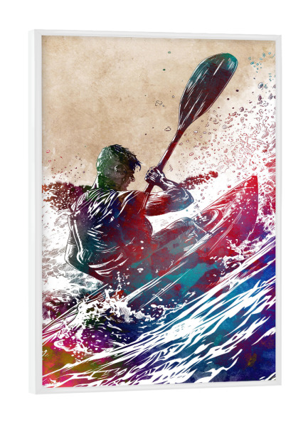 Poster mit weißem Rahmen "Kajaksport Kunst E" artboxONE - Sport,Sport / Motivation - Kajak,Kajakfahren,Wasser,Sport,Rennen,Vektor