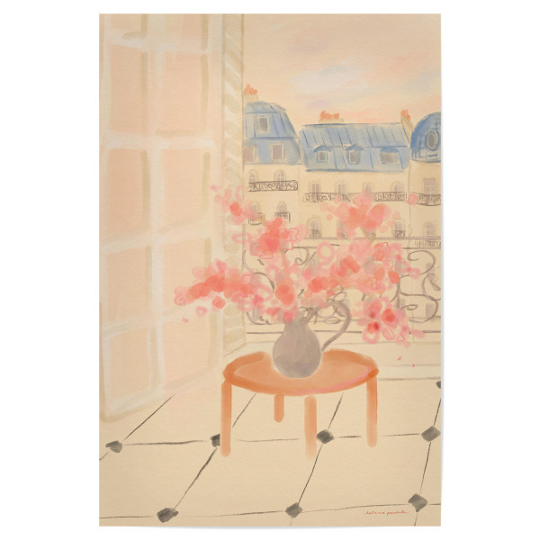 Poster 30x20 cm "Kirschblüten mit Aussicht" artboxONE - Reise,Floral,Architektur,Städte / Paris,Für Mama